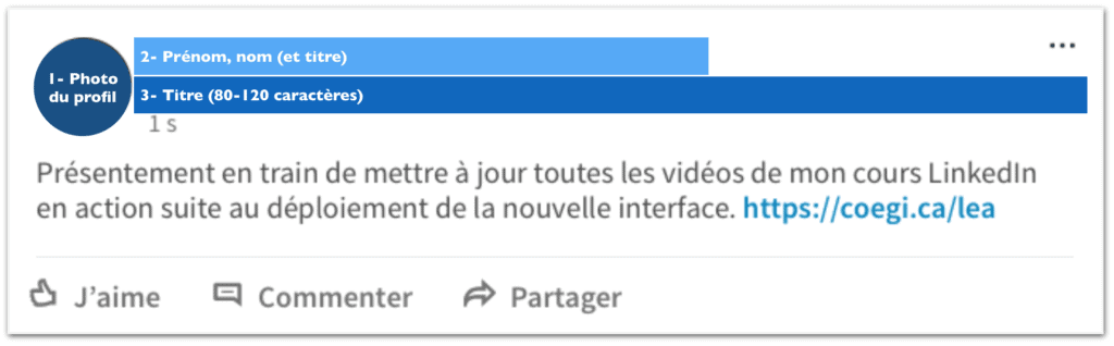 Exemple d'identité professionnelle numérique sur le profil LinkedIn