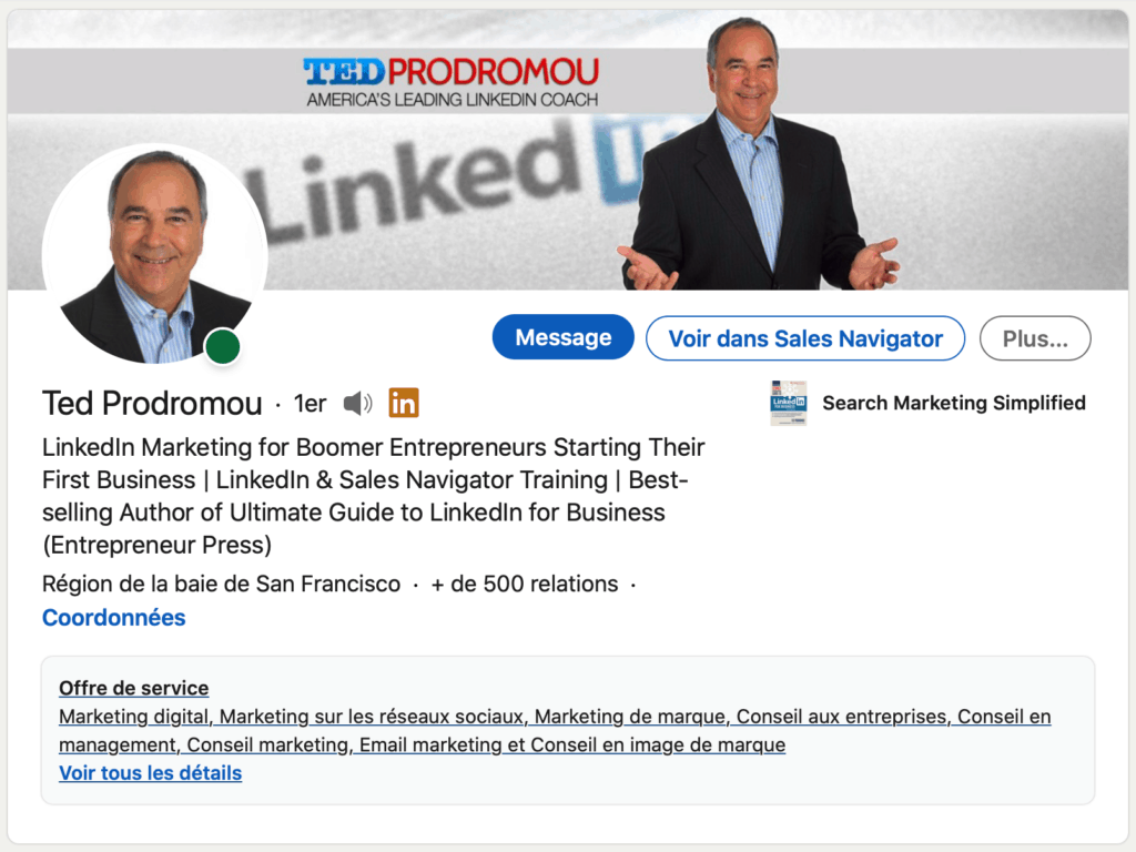Liste LinkedIn - Carte d'introduction de Ted Prodromou